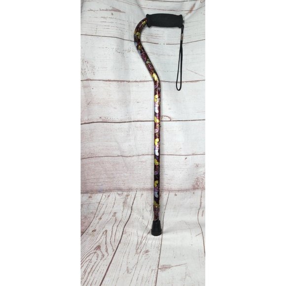 Floral Adjustable Foam Grip Rubber Bottom Metal Walking Cane - Picture 1 of 12